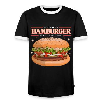 Hamburger Fast Food | Burger Fastfood Geschenk - Männer Kontrast-T-Shirt - Schwarz/Weiß - Vorne - AI Model Female 172 light (172cm) & AI Model Male 178 light (178cm)
