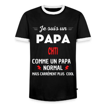 Je suis un PAPA CHTI - T-shirt contrasté Homme - noir/blanc - Devant - AI Model Female 172 light (172cm) & AI Model Male 178 light (178cm)