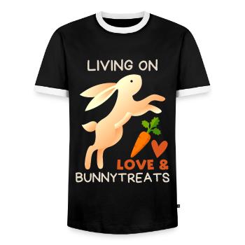 Rabbit, Saying Love-Love Valentine's Day - Men's Ringer Shirt - black/white - Front - AI Model Female 172 light (172cm) & AI Model Male 178 light (178cm)