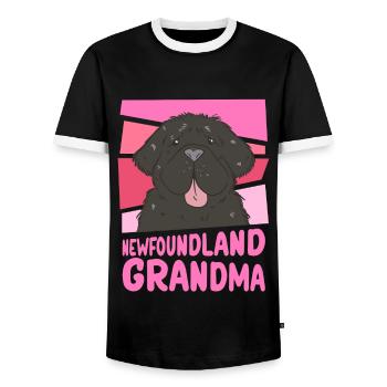 Newfoundland Grandma Dog Dog Owner Gift - Men's Ringer Shirt - black/white - Front - AI Model Female 172 light (172cm) & AI Model Male 178 light (178cm)