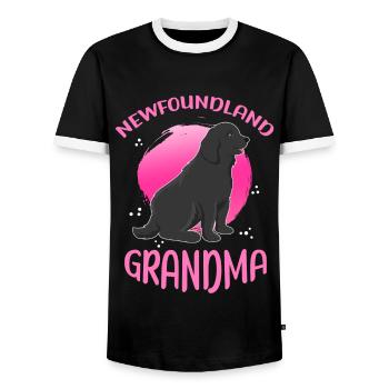 Newfoundland Grandma Dog Owner Dog Gift - Men's Ringer Shirt - black/white - Front - AI Model Female 172 light (172cm) & AI Model Male 178 light (178cm)