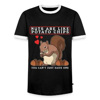 Cute Squirrel Squirrel Grey Squirrel Gift - Men's Ringer Shirt - black/white - Front - AI Model Female 172 light (172cm) & AI Model Male 178 light (178cm)