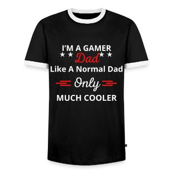 I m A Gamer Dad Funny Video Gaming - Men's Ringer Shirt - black/white - Front - AI Model Female 172 light (172cm) & AI Model Male 178 light (178cm)
