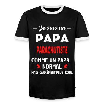 Je suis un PAPA PARACHUTISTE - T-shirt contrasté Homme - noir/blanc - Devant - AI Model Female 172 light (172cm) & AI Model Male 178 light (178cm)