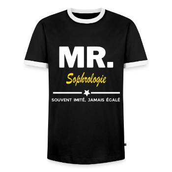 MR. souvent imité, jamais égalé Sophrologie - T-shirt contrasté Homme - noir/blanc - Devant - AI Model Female 172 light (172cm) & AI Model Male 178 light (178cm)