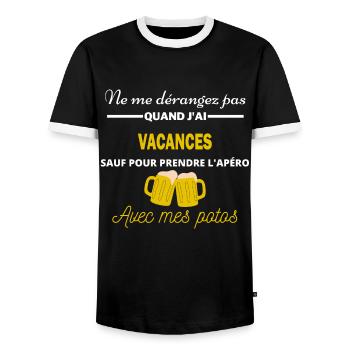Ne me dérangez pas QUAND J'ai l'apéro vacances - T-shirt contrasté Homme - noir/blanc - Devant - AI Model Female 172 light (172cm) & AI Model Male 178 light (178cm)