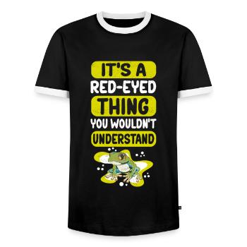 Red-eyed Tree Frog Frog Frogs Gift - Men's Ringer Shirt - black/white - Front - AI Model Female 172 light (172cm) & AI Model Male 178 light (178cm)