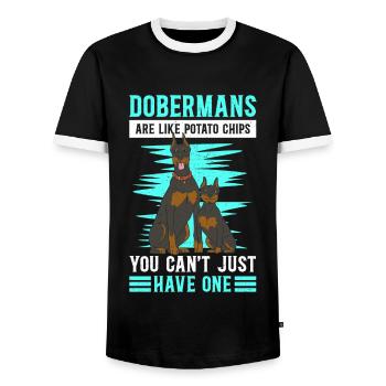 Doberman Dogs Dog Owner Cadeau - T-shirt contrasté Homme - noir/blanc - Devant - AI Model Female 172 light (172cm) & AI Model Male 178 light (178cm)