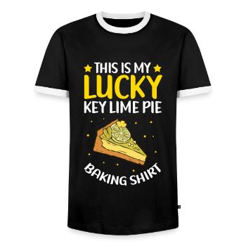 Cake Lime Cake | Lemon Cake Gift - Men's Ringer Shirt - black/white - Front - AI Model Female 172 light (172cm) & AI Model Male 178 light (178cm)