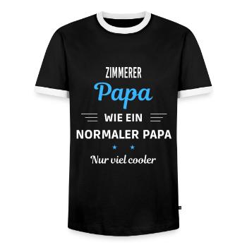 wie ein normaler Papa nur viel cooler Zimmerer - Männer Kontrast-T-Shirt - Schwarz/Weiß - Vorne - AI Model Female 172 light (172cm) & AI Model Male 178 light (178cm)