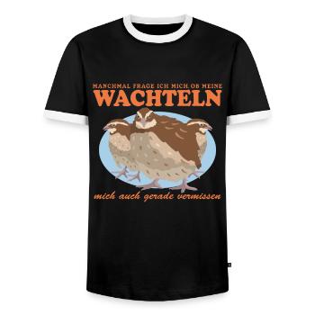 Wachtel Wachtelzüchter | Wachtelhaltung Geschenk - Männer Kontrast-T-Shirt - Schwarz/Weiß - Vorne - AI Model Female 172 light (172cm) & AI Model Male 178 light (178cm)