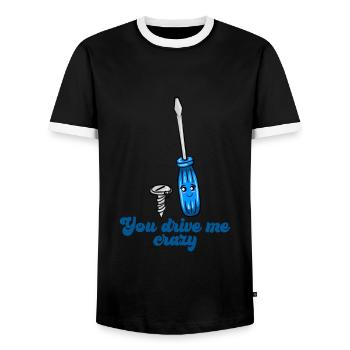 Screwdriver Tool You're driving me crazy - Men's Ringer Shirt - black/white - Front - AI Model Female 172 light (172cm) & AI Model Male 178 light (178cm)