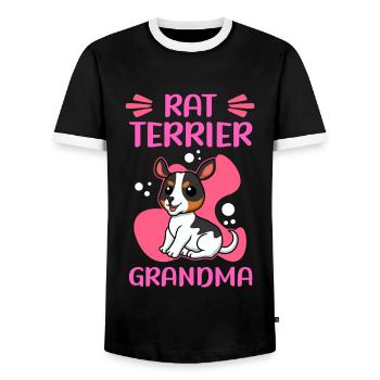 Rat Terrier Grand-mère Chien Chien Propriétaire Cadeau - T-shirt contrasté Homme - noir/blanc - Devant - AI Model Female 172 light (172cm) & AI Model Male 178 light (178cm)