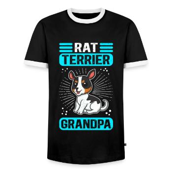 Rat Terrier Grand-père Chien Chien Propriétaire Cadeau - T-shirt contrasté Homme - noir/blanc - Devant - AI Model Female 172 light (172cm) & AI Model Male 178 light (178cm)