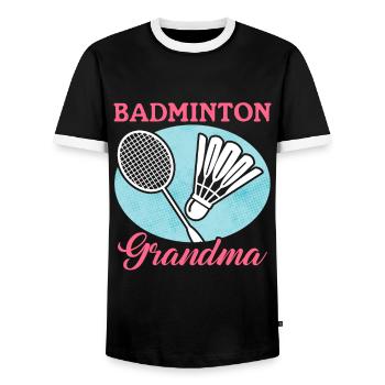 Badminton Grandma Badmintonspieler Geschenk - Männer Kontrast-T-Shirt - Schwarz/Weiß - Vorne - AI Model Female 172 light (172cm) & AI Model Male 178 light (178cm)