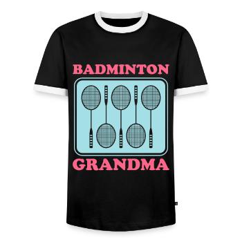 Badminton Grandma Badmintonspielerin Geschenk - Männer Kontrast-T-Shirt - Schwarz/Weiß - Vorne - AI Model Female 172 light (172cm) & AI Model Male 178 light (178cm)