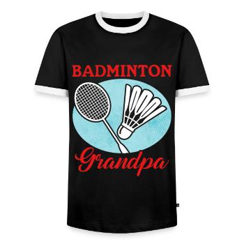 Cadeau de joueur de badminton grand-père de badminton - T-shirt contrasté Homme - noir/blanc - Devant - AI Model Female 172 light (172cm) & AI Model Male 178 light (178cm)