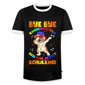 School Enrollment School Beginners Schoolchildren Gift - Men's Ringer Shirt - black/white - Front - AI Model Female 172 light (172cm) & AI Model Male 178 light (178cm)
