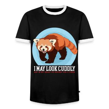 Red Panda Red Pandas Red Panda Gift - Men's Ringer Shirt - black/white - Front - AI Model Female 172 light (172cm) & AI Model Male 178 light (178cm)