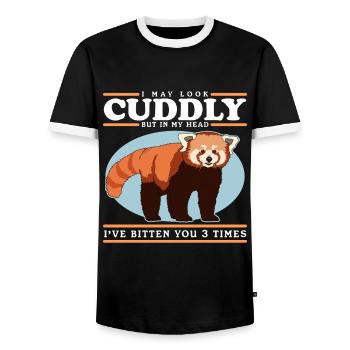 Red Panda Red Panda Red Pandas Gift - Men's Ringer Shirt - black/white - Front - AI Model Female 172 light (172cm) & AI Model Male 178 light (178cm)