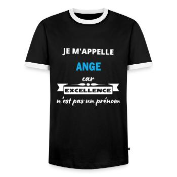 Je m'appelle excellence Ange - T-shirt contrasté Homme - noir/blanc - Devant - AI Model Female 172 light (172cm) & AI Model Male 178 light (178cm)