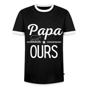 Papa ours - T-shirt contrasté Homme - noir/blanc - Devant - AI Model Female 172 light (172cm) & AI Model Male 178 light (178cm)