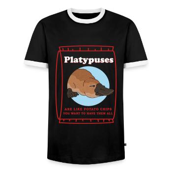 Platypus Platypus Gift - Men's Ringer Shirt - black/white - Front - AI Model Female 172 light (172cm) & AI Model Male 178 light (178cm)