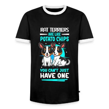 Rat Terrier Dogs Dog Owner Gift - Men's Ringer Shirt - black/white - Front - AI Model Female 172 light (172cm) & AI Model Male 178 light (178cm)