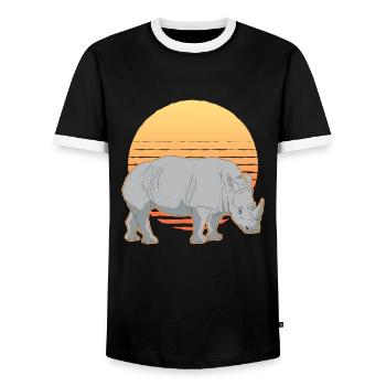 Rhinoceros Rhinoceros Rhinoceros Gift - Men's Ringer Shirt - black/white - Front - AI Model Female 172 light (172cm) & AI Model Male 178 light (178cm)