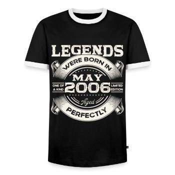 17th Birthday Man May Vintage 2006 Legendary - Men's Ringer Shirt - black/white - Front - AI Model Female 172 light (172cm) & AI Model Male 178 light (178cm)