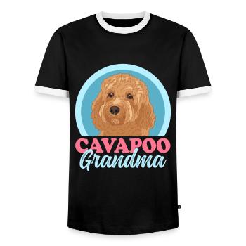 Cavapoo Grand-mère Propriétaire de chien Cavoodle Cadeau - T-shirt contrasté Homme - noir/blanc - Devant - AI Model Female 172 light (172cm) & AI Model Male 178 light (178cm)