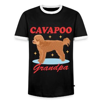 Grand-père de Cavapoo Cadeau du propriétaire de chien Cavoodle - T-shirt contrasté Homme - noir/blanc - Devant - AI Model Female 172 light (172cm) & AI Model Male 178 light (178cm)