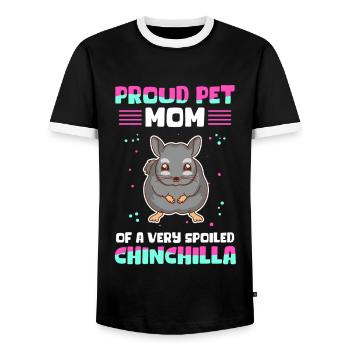 Chinchilla Maman Propriétaire Chinchillas Cadeau - T-shirt contrasté Homme - noir/blanc - Devant - AI Model Female 172 light (172cm) & AI Model Male 178 light (178cm)
