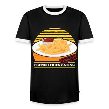 French fries fast food fries fast food gift - Men's Ringer Shirt - black/white - Front - AI Model Female 172 light (172cm) & AI Model Male 178 light (178cm)