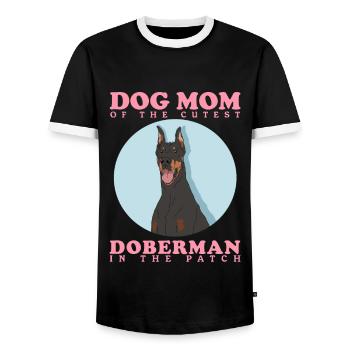 Doberman Mom Dog Mom Dog Owner Cadeau - T-shirt contrasté Homme - noir/blanc - Devant - AI Model Female 172 light (172cm) & AI Model Male 178 light (178cm)