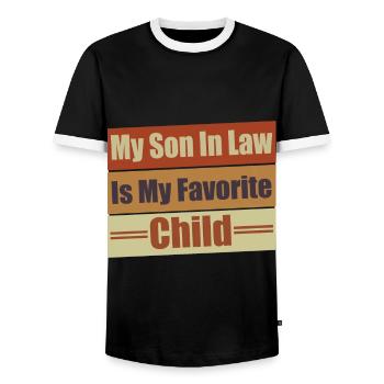 Mein Schwiegersohn ist mein Lieblingskind lustige Familie - Männer Kontrast-T-Shirt - Schwarz/Weiß - Vorne - AI Model Female 172 light (172cm) & AI Model Male 178 light (178cm)