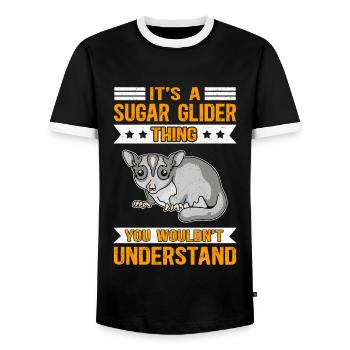 Planeur de sucre | Cadeau de planeur à tête courte - T-shirt contrasté Homme - noir/blanc - Devant - AI Model Female 172 light (172cm) & AI Model Male 178 light (178cm)