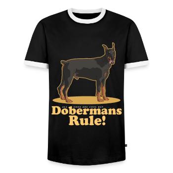 Doberman Dog Dog Propriétaire Cadeau - T-shirt contrasté Homme - noir/blanc - Devant - AI Model Female 172 light (172cm) & AI Model Male 178 light (178cm)