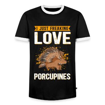 Porc-épic Cadeau - T-shirt contrasté Homme - noir/blanc - Devant - AI Model Female 172 light (172cm) & AI Model Male 178 light (178cm)