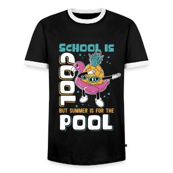 Summer Holidays School Student Holiday Gift - Men's Ringer Shirt - black/white - Front - AI Model Female 172 light (172cm) & AI Model Male 178 light (178cm)