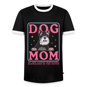 Miniature Schnauzer Mom Schnauzer Dogs Gift - Men's Ringer Shirt - black/white - Front - AI Model Female 172 light (172cm) & AI Model Male 178 light (178cm)