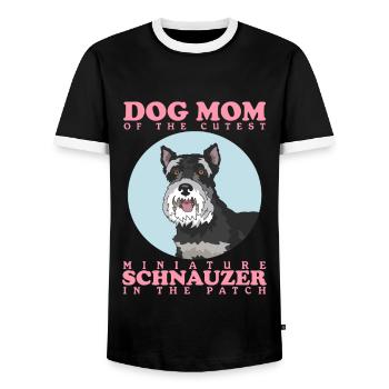 Miniature Schnauzer Mom Schnauzer Dog Gift - Men's Ringer Shirt - black/white - Front - AI Model Female 172 light (172cm) & AI Model Male 178 light (178cm)