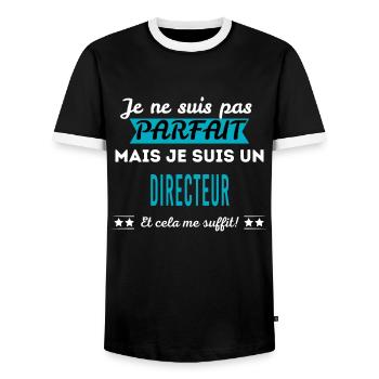 Je ne suis pas parfait DIRECTEUR - T-shirt contrasté Homme - noir/blanc - Devant - AI Model Female 172 light (172cm) & AI Model Male 178 light (178cm)