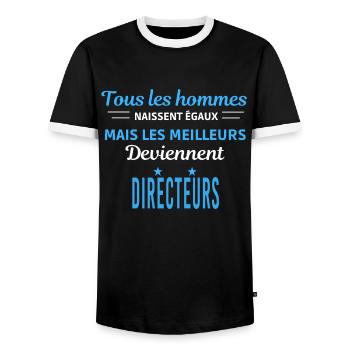 tous les hommes naissent égaux Directeurs - T-shirt contrasté Homme - noir/blanc - Devant - AI Model Female 172 light (172cm) & AI Model Male 178 light (178cm)