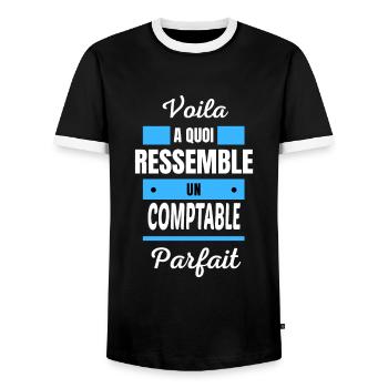 Voila a quoi ressemble un COMPTABLE parfait - T-shirt contrasté Homme - noir/blanc - Devant - AI Model Female 172 light (172cm) & AI Model Male 178 light (178cm)