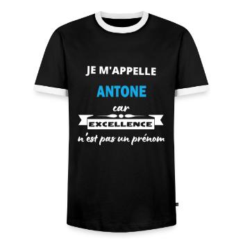 Je m'appelle excellence Antone - T-shirt contrasté Homme - noir/blanc - Devant - AI Model Female 172 light (172cm) & AI Model Male 178 light (178cm)