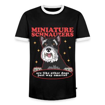 Schnauzer miniature propriétaire Schnauzer chien cadeau - T-shirt contrasté Homme - noir/blanc - Devant - AI Model Female 172 light (172cm) & AI Model Male 178 light (178cm)