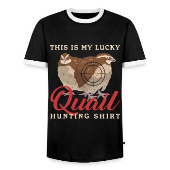 Chasse, Chasse à la caille, Caille, Chasseur, Caille, Cadeau - T-shirt contrasté Homme - noir/blanc - Devant - AI Model Female 172 light (172cm) & AI Model Male 178 light (178cm)