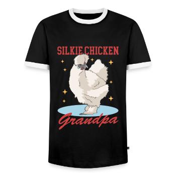 Silk Chicken Grandpa Silkie Chicken Silk Chickens Gift - Men's Ringer Shirt - black/white - Front - AI Model Female 172 light (172cm) & AI Model Male 178 light (178cm)