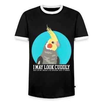 Parakeets | Bird Bird Owner Gift - Men's Ringer Shirt - black/white - Front - AI Model Female 172 light (172cm) & AI Model Male 178 light (178cm)